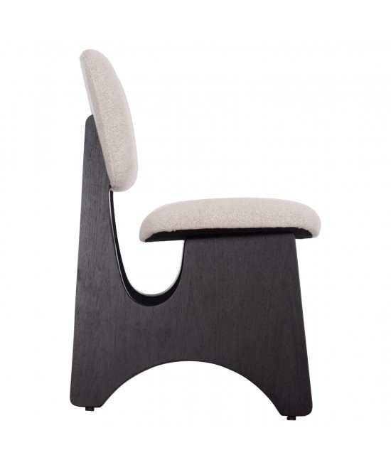 ΚΑΡΕΚΛΑ ΤΡΑΠΕΖΑΡΙΑΣ BELLISI HM18248.02 ΕΚΡΟΥ ΥΦΑΣΜΑ-PLYWOOD ΣΕ ΜΑΥΡΟ 53x56x78Υεκ.