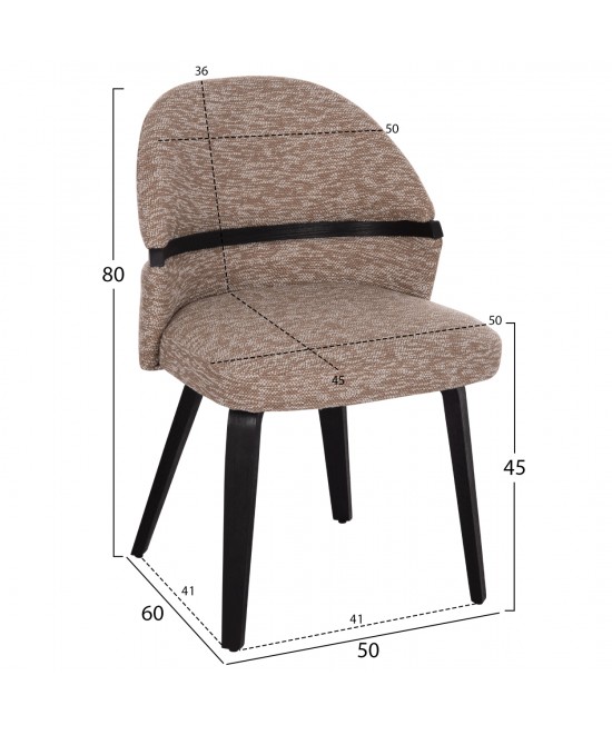 ΚΑΡΕΚΛΑ ΤΡΑΠΕΖΑΡΙΑΣ DEKKER HM18249.03 PLYWOOD ΜΑΥΡΟ--ΥΦΑΣΜΑ ΚΑΦΕ 50x60x80Υεκ.