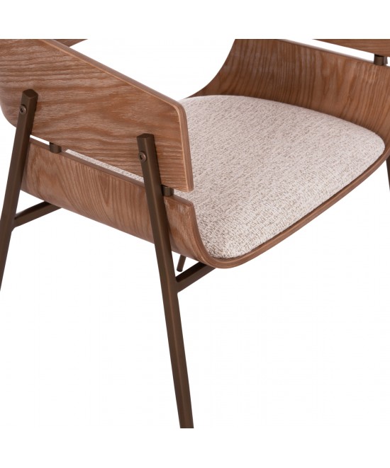 ΠΟΛΥΘΡΟΝΑ KRILL HM18254.01 PLYWOOD ΣΕ WHITEWASH--ΜΕΤΑΛΛΟ ΣΕ ΧΑΛΚΙΝΟ 55,5x55x72Υεκ.