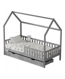 ΚΡΕΒΑΤΙ ΠΑΙΔΙΚΟ ΜΕ ΣΥΡΤΑΡΙΑ PHYLLIS HM724.05 τ.MONTESSORI ΓΚΡΙ 196x97x161Υεκ.