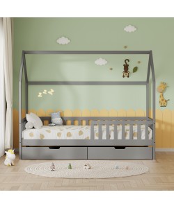 ΚΡΕΒΑΤΙ ΠΑΙΔΙΚΟ ΜΕ ΣΥΡΤΑΡΙΑ PHYLLIS HM724.05 τ.MONTESSORI ΓΚΡΙ 196x97x161Υεκ.