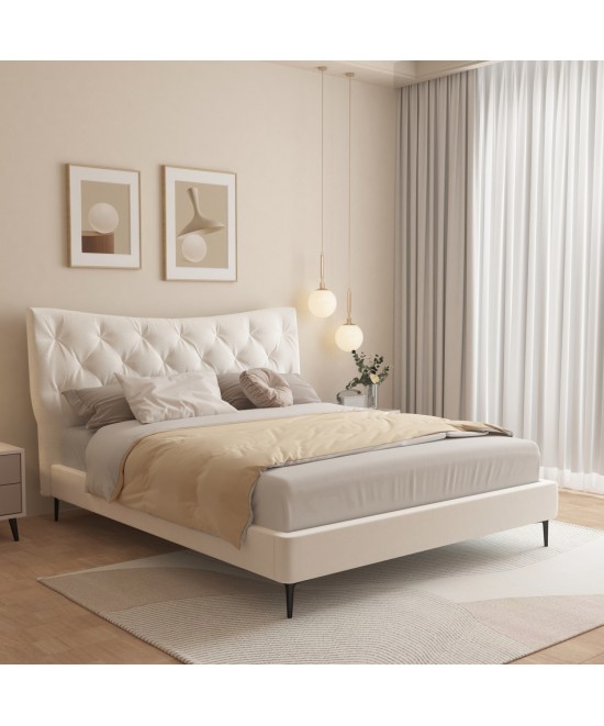 ΚΡΕΒΑΤΙ ΔΙΠΛΟ JILL HM737.03 ΥΦΑΣΜΑ ΣΕ ΜΠΕΖ--ΓΙΑ ΣΤΡΩΜΑ 160x200εκ.