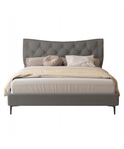 ΚΡΕΒΑΤΙ ΔΙΠΛΟ JILL HM737.01 ΥΦΑΣΜΑ ΣΕ ΓΚΡΙ--ΓΙΑ ΣΤΡΩΜΑ 160x200εκ.