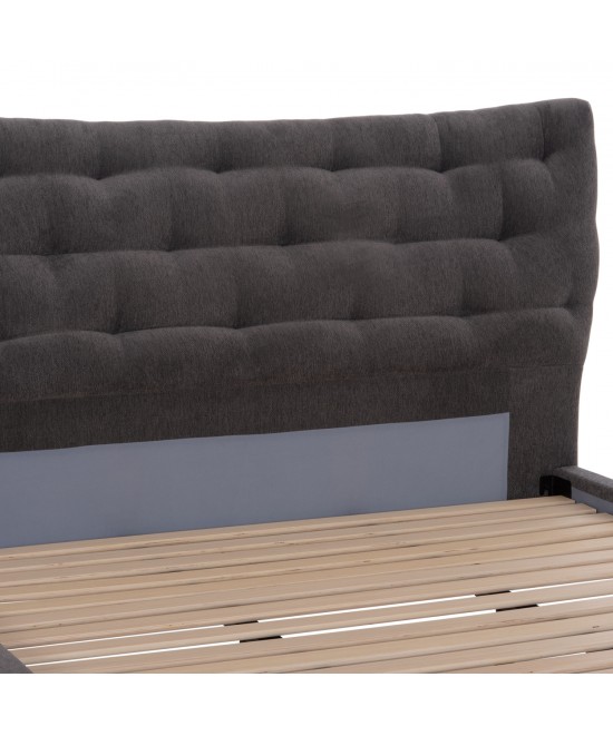 ΚΡΕΒΑΤΙ ΔΙΠΛΟ JILL HM737.01 ΥΦΑΣΜΑ ΣΕ ΓΚΡΙ--ΓΙΑ ΣΤΡΩΜΑ 160x200εκ.