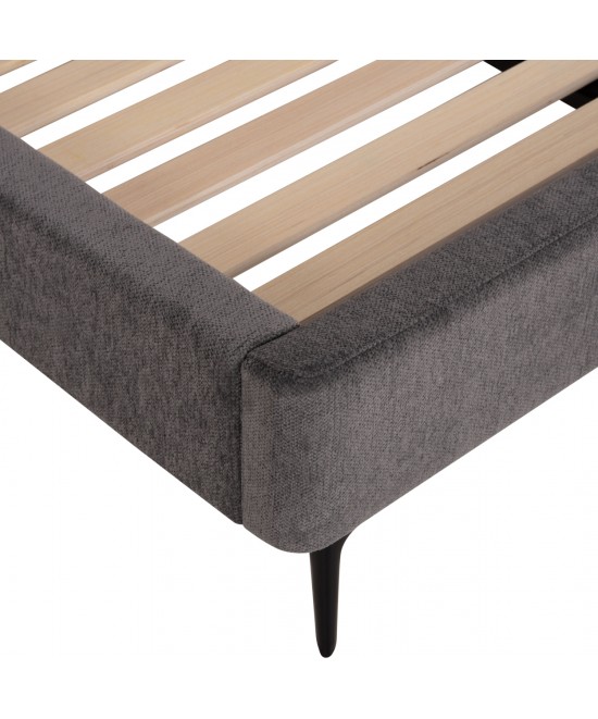 ΚΡΕΒΑΤΙ ΔΙΠΛΟ JILL HM737.01 ΥΦΑΣΜΑ ΣΕ ΓΚΡΙ--ΓΙΑ ΣΤΡΩΜΑ 160x200εκ.