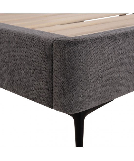 ΚΡΕΒΑΤΙ ΔΙΠΛΟ JILL HM737.01 ΥΦΑΣΜΑ ΣΕ ΓΚΡΙ--ΓΙΑ ΣΤΡΩΜΑ 160x200εκ.