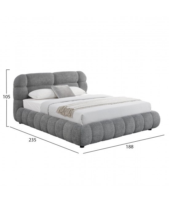ΚΡΕΒΑΤΙ ΜΕ ΑΠΟΘ.ΧΩΡΟ MOLEN HM730.01 ΓΚΡΙ ΜΠΟΥΚΛΕ ΥΦΑΣΜΑ--ΓΙΑ ΣΤΡΩΜΑ 160x200εκ