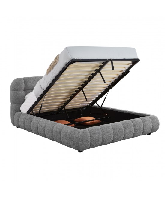 ΚΡΕΒΑΤΙ ΜΕ ΑΠΟΘ.ΧΩΡΟ MOLEN HM730.01 ΓΚΡΙ ΜΠΟΥΚΛΕ ΥΦΑΣΜΑ--ΓΙΑ ΣΤΡΩΜΑ 160x200εκ