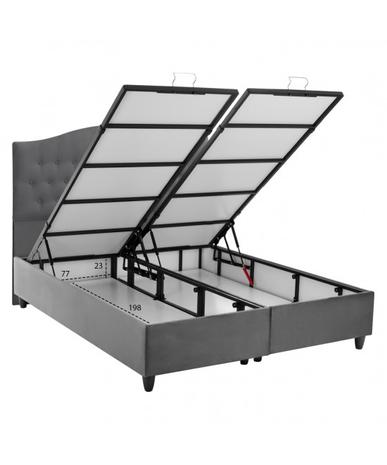 ΚΡΕΒΑΤΙ ΜΕ ΣΤΡΩΜΑ ΔΙΠΛΟ MALENA HM21164 ΓΚΡΙ ΒΕΛΟΥΔΟ & ΑΠΟΘ.ΧΩΡΟΣ-ΓΙΑ 160x200εκ.