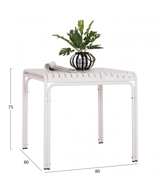 ΤΡΑΠΕΖΙ ΤΕΤΡΑΓΩΝΟ ΑΛΟΥΜΙΝΙΟΥ RACHEL HM6338.02 ΛΕΥΚΟ 80x80x75Υεκ.