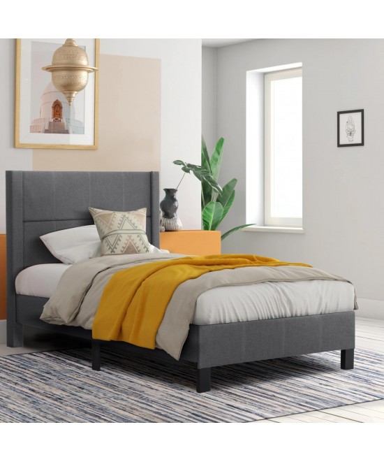 ΚΡΕΒΑΤΙ TRILLOP HM667.12 ΓΚΡΙ ΥΦΑΣΜΑ ΓΙΑ ΜΟΝΟ ΣΤΡΩΜΑ 120X200εκ.