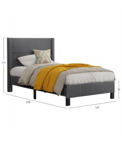 ΚΡΕΒΑΤΙ TRILLOP HM667.12 ΓΚΡΙ ΥΦΑΣΜΑ ΓΙΑ ΜΟΝΟ ΣΤΡΩΜΑ 120X200εκ.