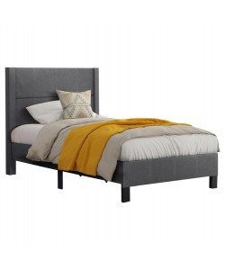 ΚΡΕΒΑΤΙ TRILLOP HM667.12 ΓΚΡΙ ΥΦΑΣΜΑ ΓΙΑ ΜΟΝΟ ΣΤΡΩΜΑ 120X200εκ.