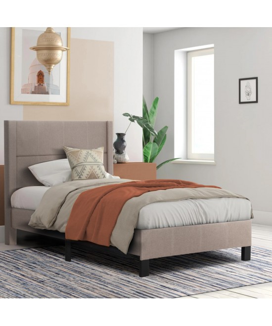 ΚΡΕΒΑΤΙ ΜΟΝΟ & ΣΤΡΩΜΑ TRILLOP HM21203.15 ΜΠΕΖ ΥΦΑΣΜΑ--ΓΙΑ 120x200εκ