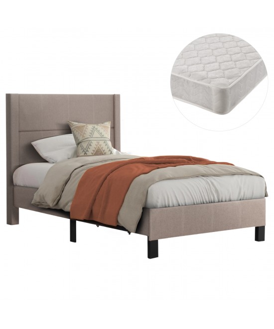 ΚΡΕΒΑΤΙ ΜΟΝΟ & ΣΤΡΩΜΑ TRILLOP HM21203.15 ΜΠΕΖ ΥΦΑΣΜΑ--ΓΙΑ 120x200εκ