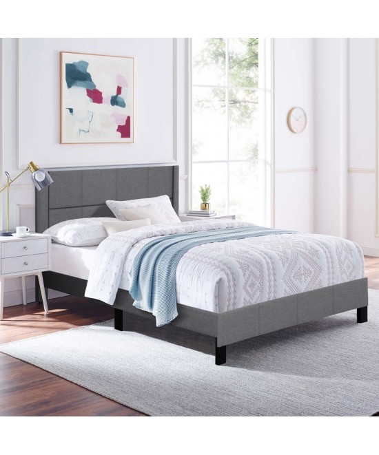 ΚΡΕΒΑΤΙ ΔΙΠΛΟ & ΣΤΡΩΜΑ TRILLOP HM21202.12 ΓΚΡΙ ΥΦΑΣΜΑ--ΓΙΑ 160x200εκ