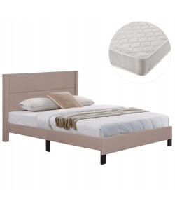 ΚΡΕΒΑΤΙ ΔΙΠΛΟ & ΣΤΡΩΜΑ TRILLOP HM21202.15 ΜΠΕΖ ΥΦΑΣΜΑ--ΓΙΑ 160x200εκ