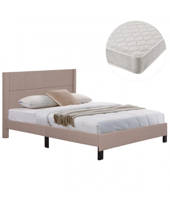 ΚΡΕΒΑΤΙ ΔΙΠΛΟ & ΣΤΡΩΜΑ TRILLOP HM21202.15 ΜΠΕΖ ΥΦΑΣΜΑ--ΓΙΑ 160x200εκ