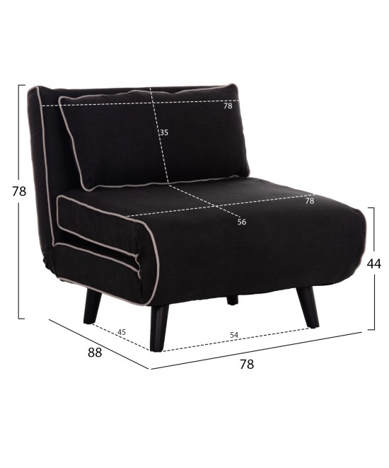 ΠΟΛΥΘΡΟΝΑ ΚΡΕΒΑΤΙ BRAXTON HM8425.03 ΜΑΥΡΟ ΥΦΑΣΜΑ 78x88x78Υεκ.