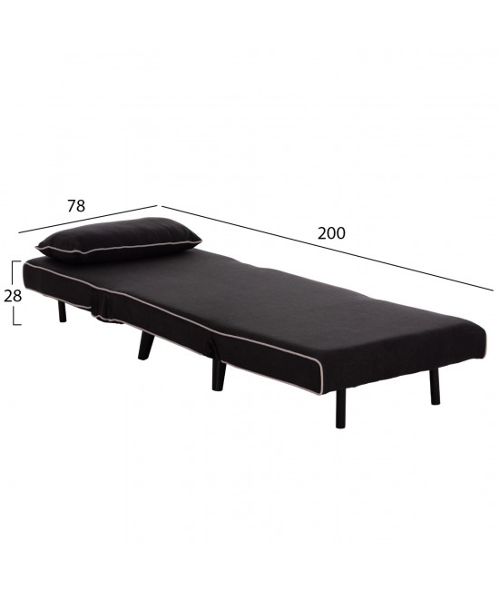 ΠΟΛΥΘΡΟΝΑ ΚΡΕΒΑΤΙ BRAXTON HM8425.03 ΜΑΥΡΟ ΥΦΑΣΜΑ 78x88x78Υεκ.