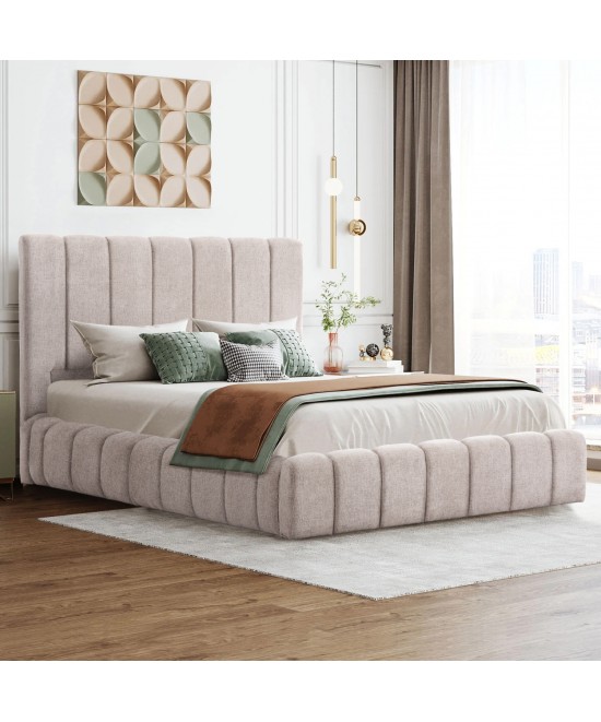 ΚΡΕΒΑΤΙ ΔΙΠΛΟ ΜΕ ΣΤΡΩΜΑ & ΑΠΟΘ.ΧΩΡΟ REMO HM21167 ΜΠΕΖ ΜΠΟΥΚΛΕ--ΓΙΑ 160x200εκ