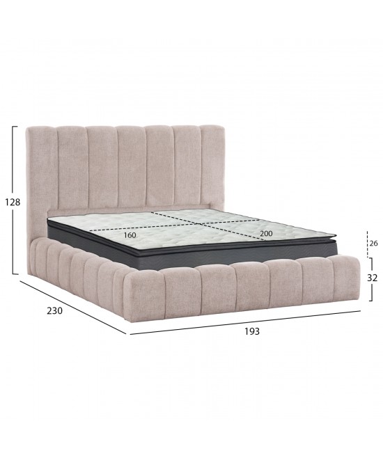 ΚΡΕΒΑΤΙ ΔΙΠΛΟ ΜΕ ΣΤΡΩΜΑ & ΑΠΟΘ.ΧΩΡΟ REMO HM21167 ΜΠΕΖ ΜΠΟΥΚΛΕ--ΓΙΑ 160x200εκ