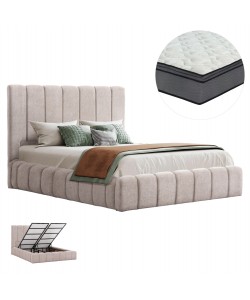 ΚΡΕΒΑΤΙ ΔΙΠΛΟ ΜΕ ΣΤΡΩΜΑ & ΑΠΟΘ.ΧΩΡΟ REMO HM21167 ΜΠΕΖ ΜΠΟΥΚΛΕ--ΓΙΑ 160x200εκ