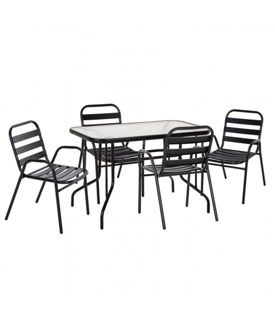 ΣΕΤ ΤΡΑΠΕΖΑΡΙΑΣ 5ΤΜΧ ADAM HM21219.01 ΚΑΡΕΚΛΕΣ ΜΕΤΑΛΛΙΚΕΣ & ΤΡΑΠΕΖΙ 110x60 ΜΑΥΡΟ