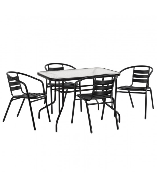 ΣΕΤ ΤΡΑΠΕΖΑΡΙΑΣ 5ΤΜΧ ADAM HM21220 ΚΑΡΕΚΛΕΣ ΜΕΤΑΛΛΙΚΕΣ & ΤΡΑΠΕΖΙ 110x60 ΜΑΥΡΟ