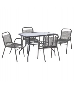 ΣΕΤ ΤΡΑΠΕΖΑΡΙΑΣ 5ΤΜΧ AVRIL HM21221 ΚΑΡΕΚΛΕΣ ΜΕΤΑΛΛΙΚΕΣ & ΤΡΑΠΕΖΙ 110x60 ΓΚΡΙ