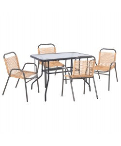 ΣΕΤ ΤΡΑΠΕΖΑΡΙΑΣ 5ΤΜΧ AVRIL HM21221.01 ΚΑΡΕΚΛΕΣ ΜΕΤΑΛ. & ΤΡΑΠΕΖΙ 110x60 ΓΚΡΙ-ΦΥΣΙΚΟ