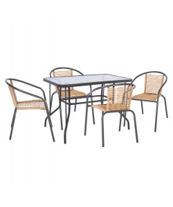 ΣΕΤ ΤΡΑΠΕΖΑΡΙΑΣ 5ΤΜΧ SWIFTER HM21222.01 ΚΑΡΕΚΛΕΣ ΜΕΤΑΛ.& ΤΡΑΠΕΖΙ 110x60 ΓΚΡΙ-ΦΥΣΙΚΟ