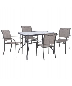 ΣΕΤ ΤΡΑΠΕΖΑΡΙΑΣ 5ΤΜΧ REDAN HM21223 ΤΡΑΠΕΖΙ & 4 ΠΟΛΥΘΡΟΝΕΣ ΣΕ ΓΚΡΙ