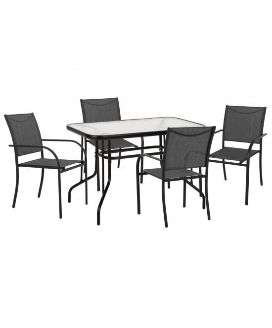 ΣΕΤ ΤΡΑΠΕΖΑΡΙΑΣ 5ΤΜΧ REDAN HM21223.01 ΤΡΑΠΕΖΙ & 4 ΠΟΛΥΘΡΟΝΕΣ ΣΕ ΜΑΥΡΟ