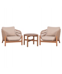 LOUNGE ΣΕΤ SANJI HM21214 ΤΡΑΠΕΖΙ & 2 ΠΟΛΥΘΡΟΝΕΣ--ΞΥΛΟ ΑΚΑΚΙΑΣ-ΑΛΟΥΜΙΝΙΟ-ΣΧΟΙΝΙ