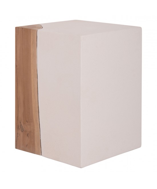 ΒΟΗΘΗΤΙΚΟ ΤΡΑΠΕΖΙ LEIA HM18163.02 FIBER CEMENT ΛΕΥΚΟ-ΞΥΛΟ TEAK 32.5x32.5x46Υεκ.