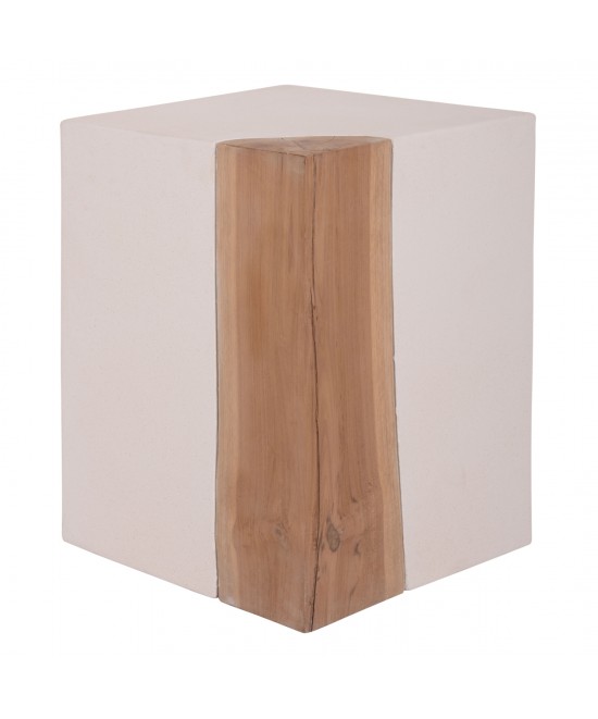 ΒΟΗΘΗΤΙΚΟ ΤΡΑΠΕΖΙ LEIA HM18163.02 FIBER CEMENT ΛΕΥΚΟ-ΞΥΛΟ TEAK 32.5x32.5x46Υεκ.