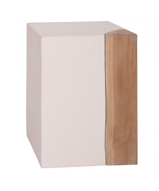 ΒΟΗΘΗΤΙΚΟ ΤΡΑΠΕΖΙ LEIA HM18163.02 FIBER CEMENT ΛΕΥΚΟ-ΞΥΛΟ TEAK 32.5x32.5x46Υεκ.