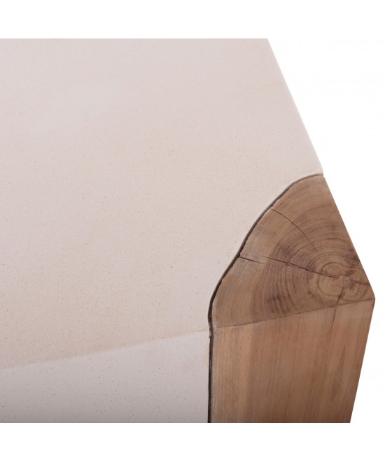 ΒΟΗΘΗΤΙΚΟ ΤΡΑΠΕΖΙ LEIA HM18163.02 FIBER CEMENT ΛΕΥΚΟ-ΞΥΛΟ TEAK 32.5x32.5x46Υεκ.