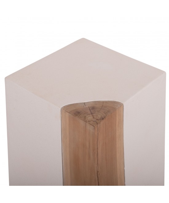 ΒΟΗΘΗΤΙΚΟ ΤΡΑΠΕΖΙ LEIA HM18163.02 FIBER CEMENT ΛΕΥΚΟ-ΞΥΛΟ TEAK 32.5x32.5x46Υεκ.