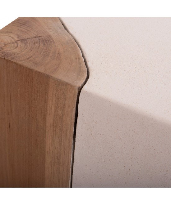 ΒΟΗΘΗΤΙΚΟ ΤΡΑΠΕΖΙ LEIA HM18163.02 FIBER CEMENT ΛΕΥΚΟ-ΞΥΛΟ TEAK 32.5x32.5x46Υεκ.