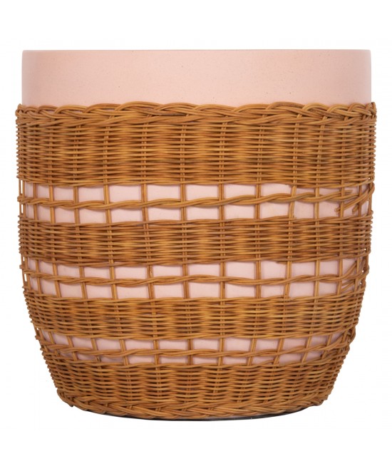 ΒΟΗΘΗΤΙΚΟ ΤΡΑΠΕΖΙ VILHENA HM18166 FIBER CEMENT ΡΟΖ-RATTAN ΦΥΣΙΚΟ Φ44.5x45Υεκ.