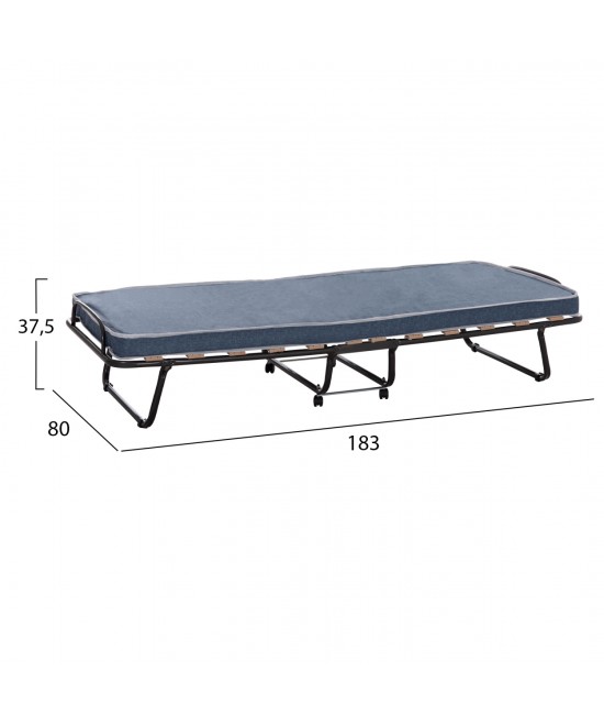 ΚΡΕΒΑΤΙ-ΡΑΝΤΖΟ ΙΤΑΛΙΑΣ SLADE HM604.03 ΜΕΤΑΛ. ΜΕ ΡΟΔΕΣ & ΣΤΡΩΜΑ 6,5εκ ΟΨΗ ΤΖΙΝ 80x183x37,5Yεκ