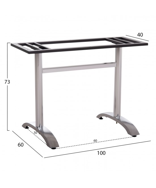 ΒΑΣΗ ΤΡΑΠΕΖΙΟΥ ΜΕΤΑΛΛΙΚΗ ΔΙΠΛΗ HM461.13 ΧΡΩΜΙΟΥ ΜΕ ΡΕΓΟΥΛΑΤΟΡΟΥΣ 100x60x73Υεκ.
