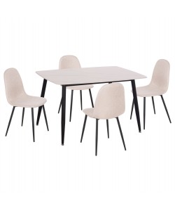 ΣΕΤ ΤΡΑΠΕΖΑΡΙΑΣ 5ΤΜΧ RAVEN HM21068.01 ΚΕΡΑΜΙΚΟ TOP ΛΕΥΚΟ ΜΑΡΜΑΡΟ--ΜΠΕΖ ΥΦΑΣΜΑ