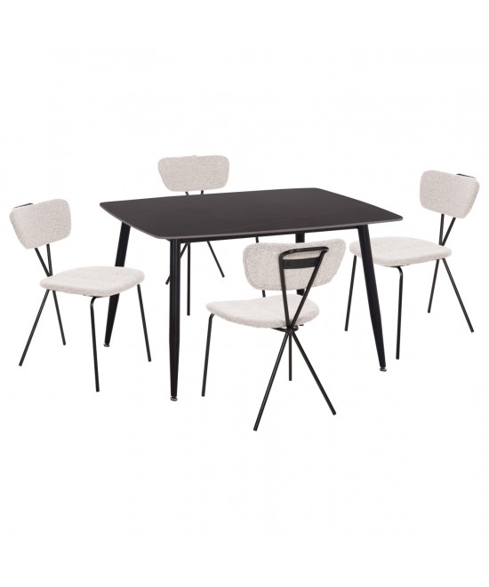 ΣΕΤ ΤΡΑΠΕΖΑΡΙΑΣ 5ΤΜΧ RAVEN HM21067.02 ΚΕΡΑΜΙΚΟ TOP ΜΑΥΡΟ ΜΑΡΜΑΡΟ--ΜΕΤΑΛΛΟ
