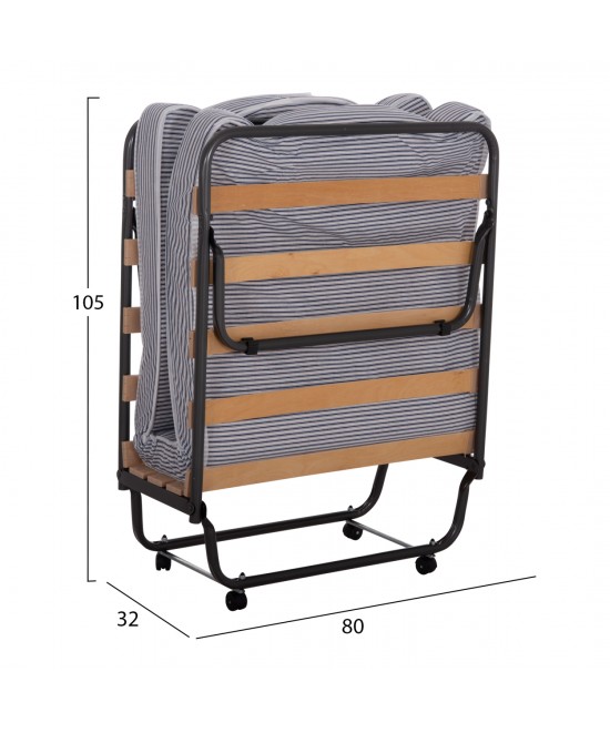 ΚΡΕΒΑΤΙ-ΡΑΝΤΖΟ ΙΤΑΛΙΑΣ NOBLE HM393.01 ΜΕΤΑΛΛΙΚΟ ΜΕ ΡΟΔΕΣ & ΣΤΡΩΜΑ 9εκ ΜΠΛΕ-ΛΕΥΚΟ 80x182x37.5Υεκ.