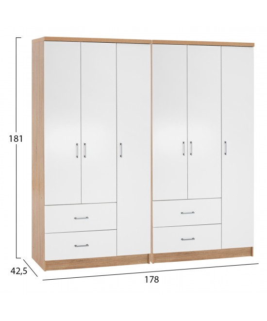 ΝΤΟΥΛΑΠΑ 6ΦΥΛΛΗ CAESAR HM21236.02 ΜΕΛΑΜΙΝΗ SONAMA & ΛΕΥΚΟ 180x42,5Χ181Υεκ.