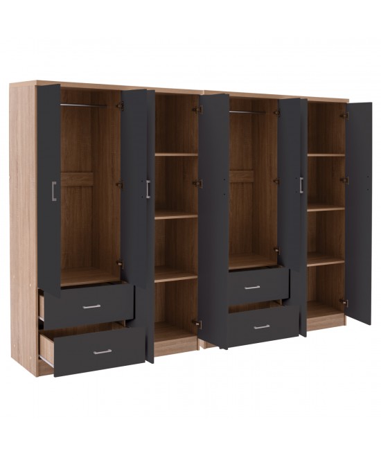 ΝΤΟΥΛΑΠΑ 8ΦΥΛΛΗ BRIANA HM21237.01 ΜΕΛΑΜΙΝΗ SONAMA & ΣΚΟΥΡΟ ΓΚΡΙ 241x42,5Χ180,5Υεκ.