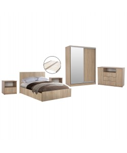 ΣΕΤ ΚΡΕΒΑΤΟΚΑΜΑΡΑΣ 6ΤΜΧ ADLER HM11759 ΜΕΛΑΜΙΝΗ SONAMA OAK-ΓΙΑ ΣΤΡΩΜΑ 160x200εκ